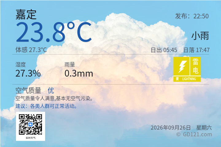嘉定天气预报图片