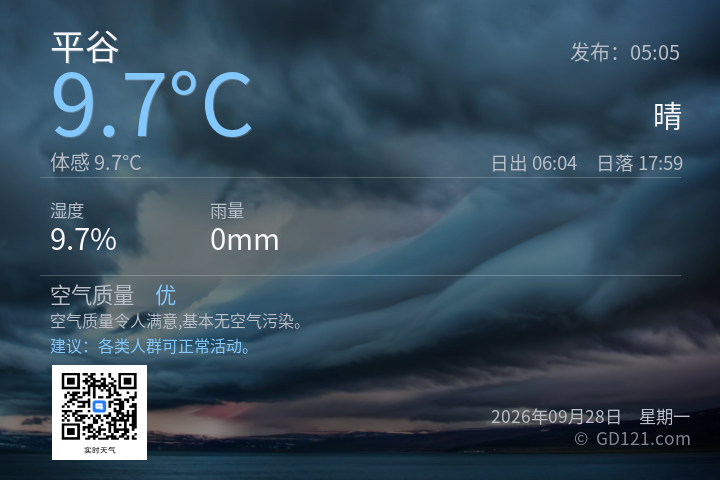 平谷天气预报图片