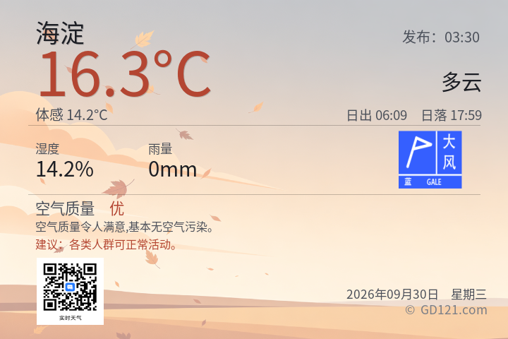 海淀天气预报图片
